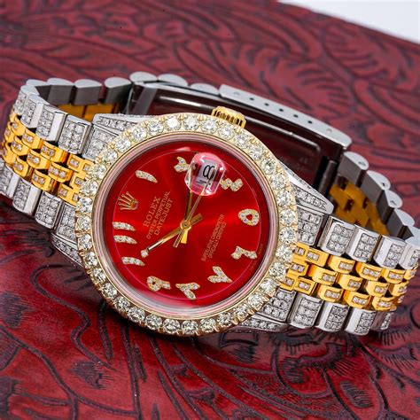 rolex datejust red roman dial auto 36mm mens 1601|Rolex 36mm Datejust with diamonds.